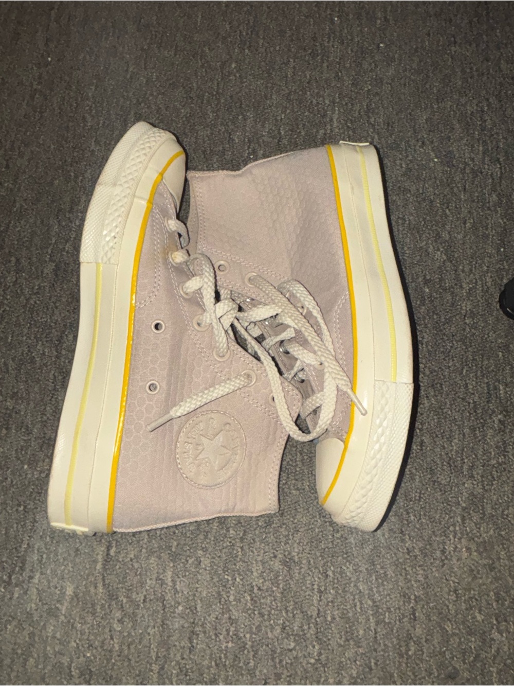Converse High-Top Sneakers in Light Pink with Yellow Accent